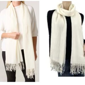 100% Baby Alpaca Made in Peru Elegant Cream Fringe Scarf Eyelash Fringe Delicate